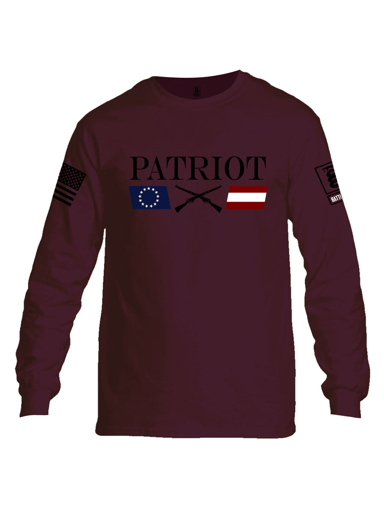 Battleraddle Patriot Rifle Flag Black {sleeve_color} Sleeves Men Cotton Crew Neck Long Sleeve T Shirt