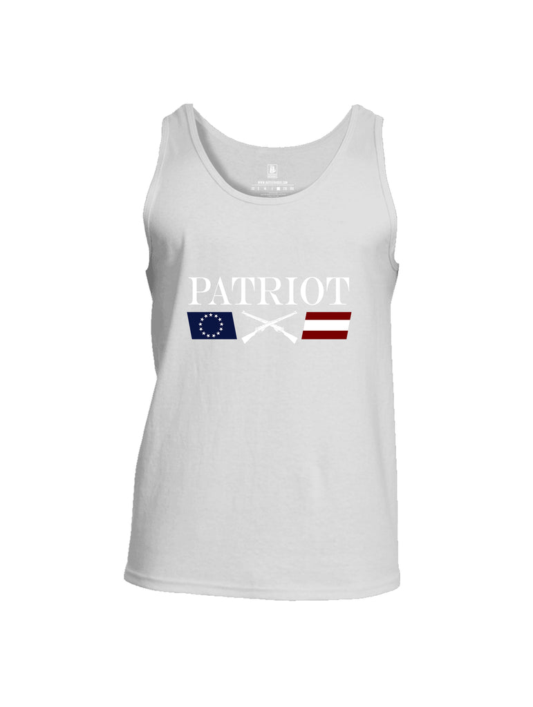 Battleraddle Patriot Rifle Flag White {sleeve_color} Sleeves Men Cotton Cotton Tank Top