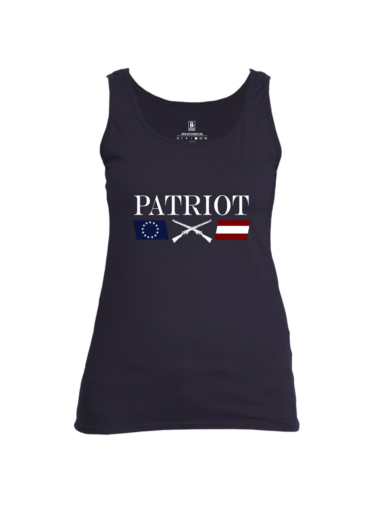 Battleraddle Patriot Rifle Flag White {sleeve_color} Sleeves Women Cotton Cotton Tank Top