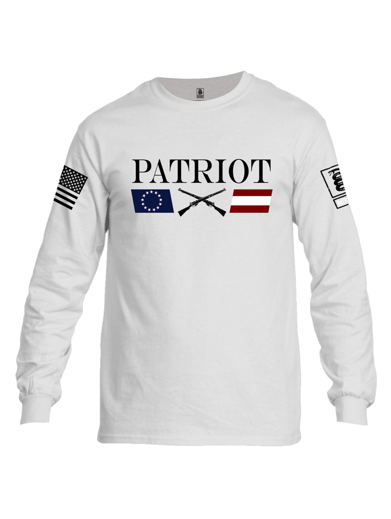 Battleraddle Patriot Rifle Flag Black {sleeve_color} Sleeves Men Cotton Crew Neck Long Sleeve T Shirt