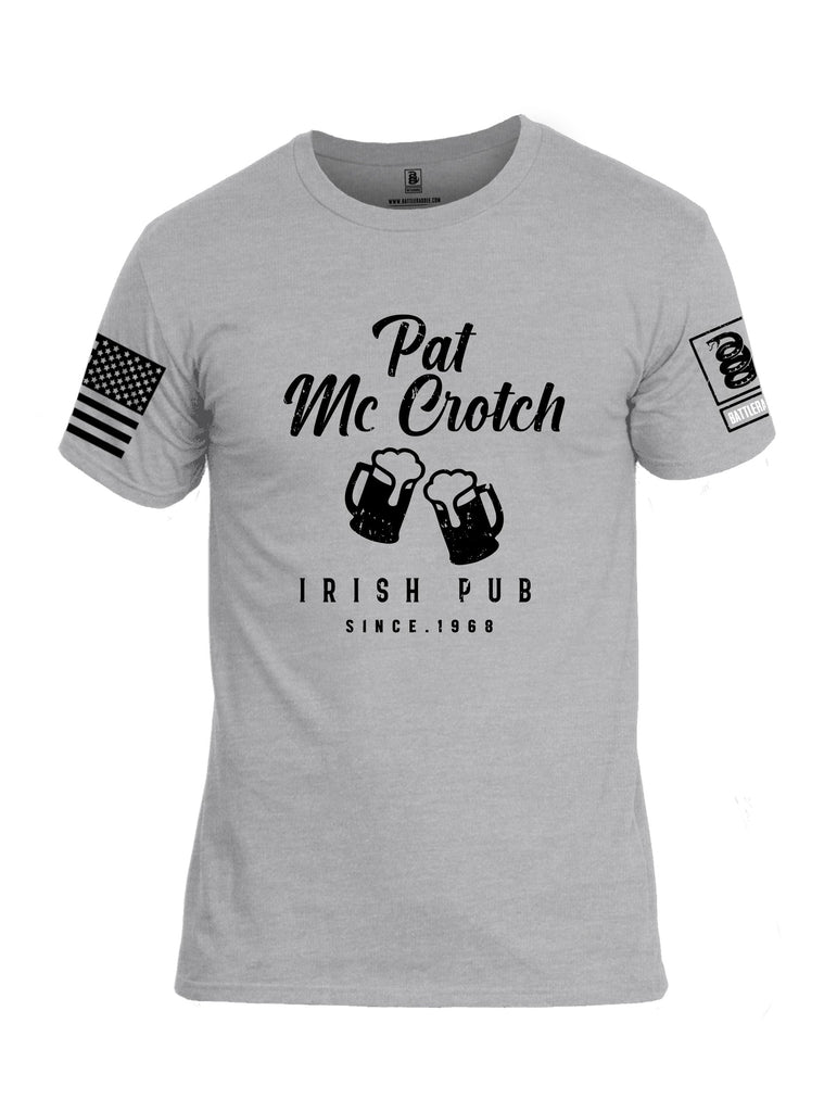 Battleraddle Pat Mc Crotch Irish Pub Since 1968 Black Sleeves Men Cotton Crew Neck T-Shirt