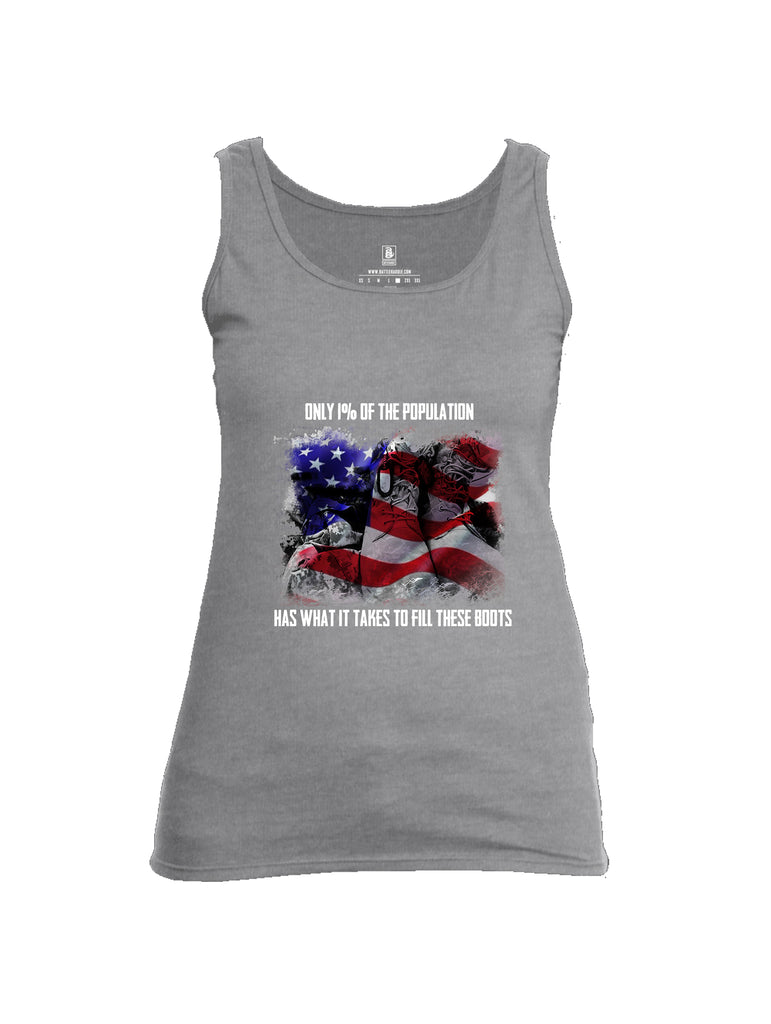 Battleraddle Only 1% Of The Population Has What It Takes To Fill These Boots If You Serve Our Nation Thank You {sleeve_color} Sleeves Women Cotton Cotton Tank Top