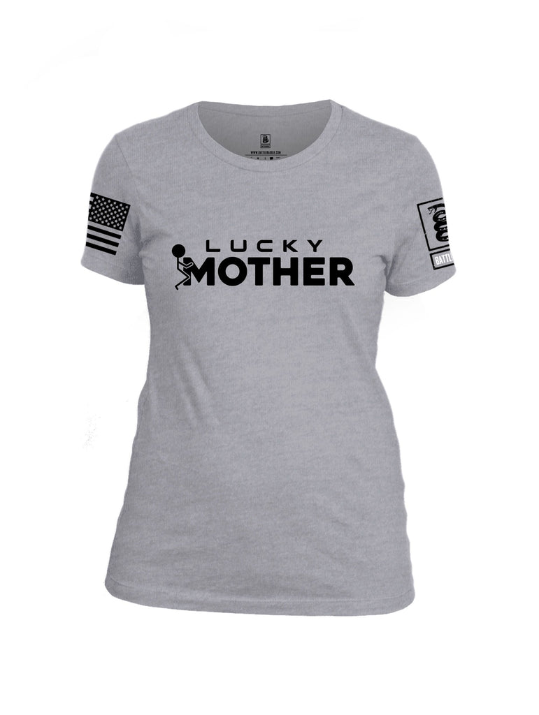 Battleraddle Lucky Mother Black Sleeves Women Cotton Crew Neck T-Shirt