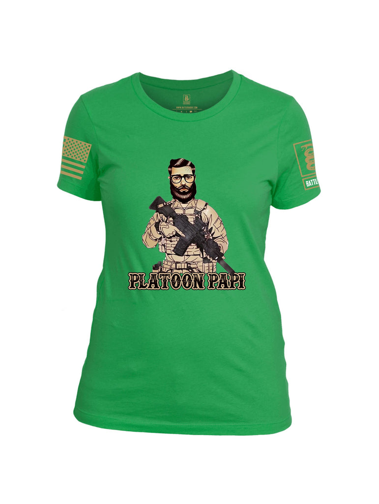 Battleraddle Platoon Papi Brass Sleeves Women Cotton Crew Neck T-Shirt