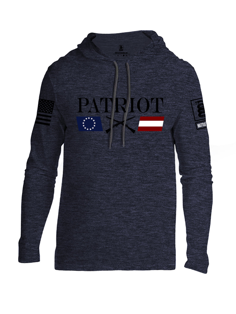 Battleraddle Patriot Rifle Flag Black {sleeve_color} Sleeves Men Cotton Thin Cotton Lightweight Hoodie