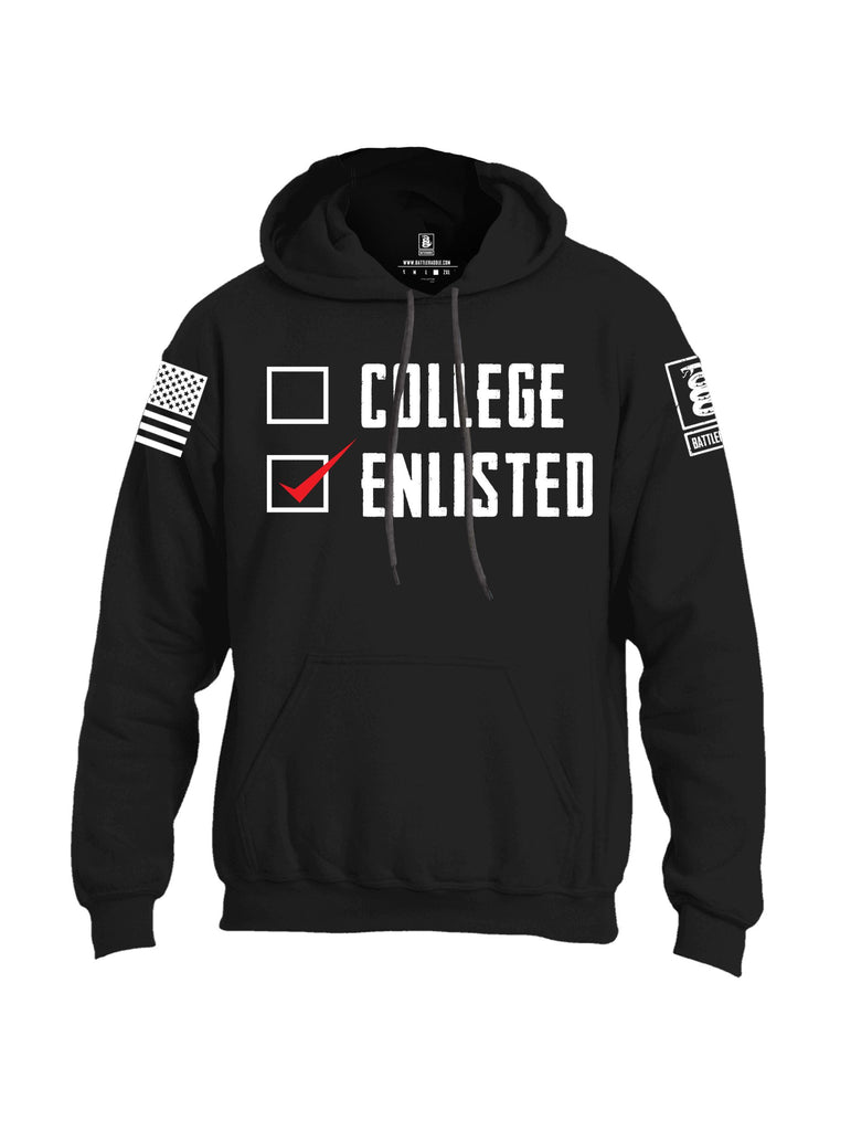Battleraddle College Enlisted White Sleeves Uni Cotton Blended Hoodie With Pockets