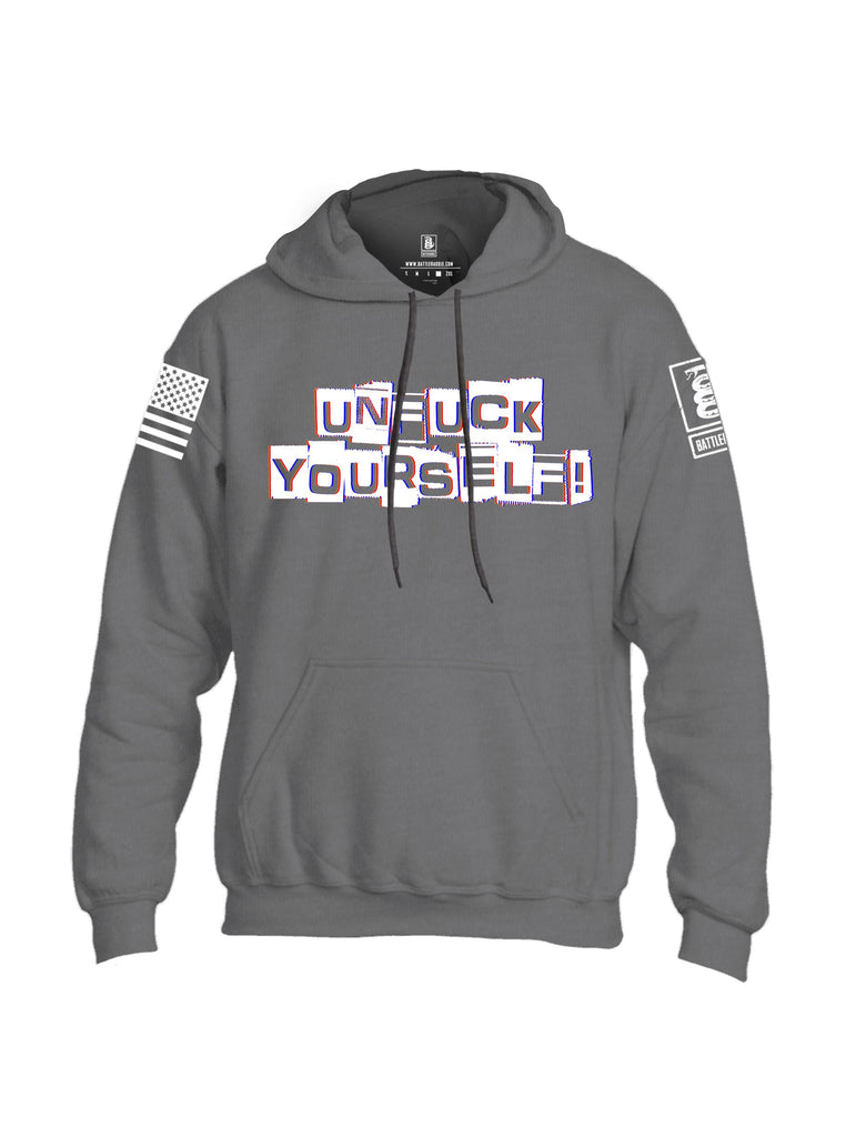 Battleraddle Unfuck Yourself  White Sleeves Uni Cotton Blended Hoodie With Pockets