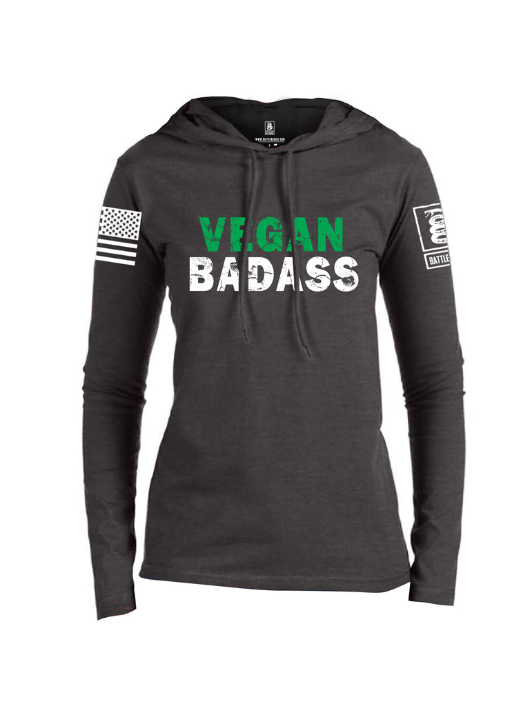 Battleraddle Vegan Badass White {sleeve_color} Sleeves Women Cotton Thin Cotton Lightweight Hoodie