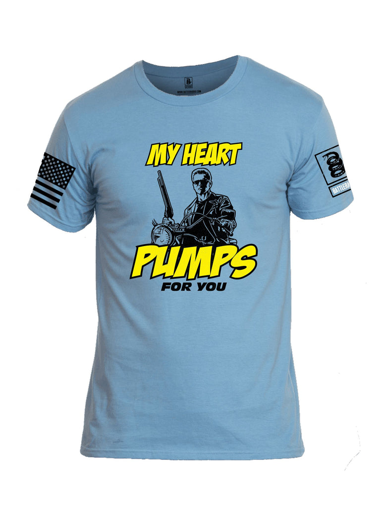 Battleraddle My Heart Pumps For You Black Sleeves Men Cotton Crew Neck T-Shirt