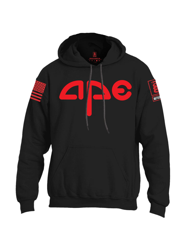 Battleraddle Amc Ape Red Sleeves Uni Cotton Blended Hoodie With Pockets