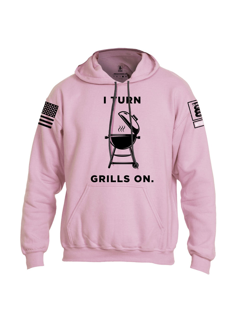 Battleraddle I Turn Grills On Black Sleeves Uni Cotton Blended Hoodie With Pockets