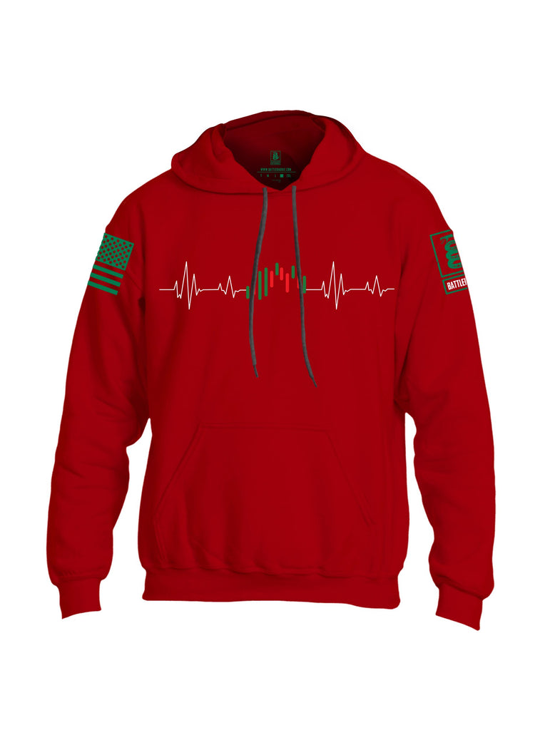 Battleraddle Investor Day Trader Heartbeat Pearl Green Sleeves Uni Cotton Blended Hoodie With Pockets
