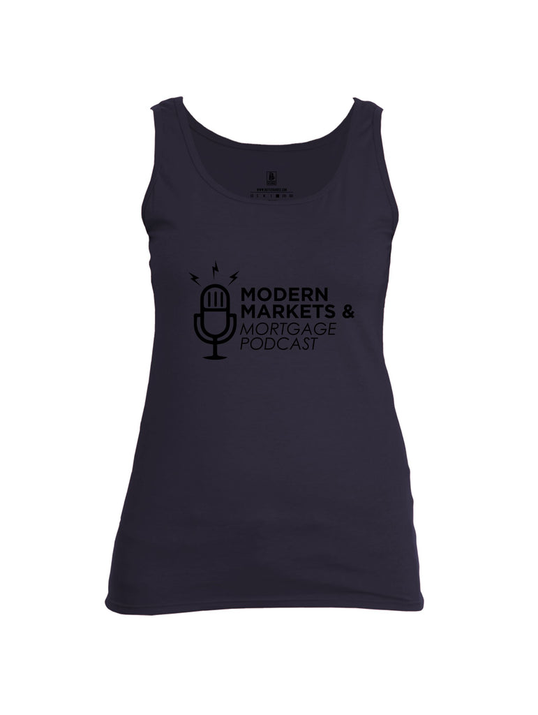 Battleraddle Modern Markets And Mortgages Podcast Black Sleeves Women Cotton Cotton Tank Top