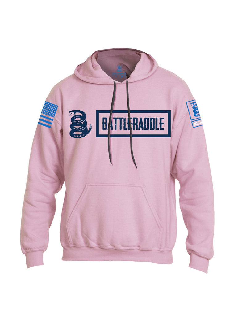 Battleraddle Battleraddle Original Logo Blue Mid Blue Sleeves Uni Cotton Blended Hoodie With Pockets
