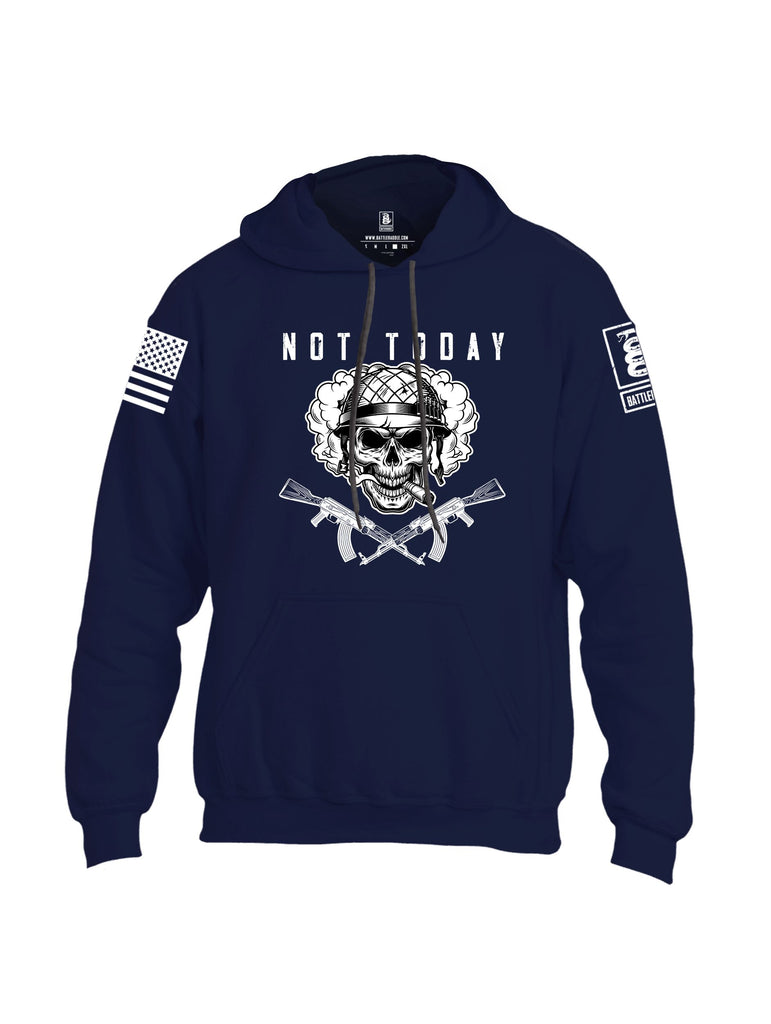 Battleraddle Not Today White Sleeves Uni Cotton Blended Hoodie With Pockets