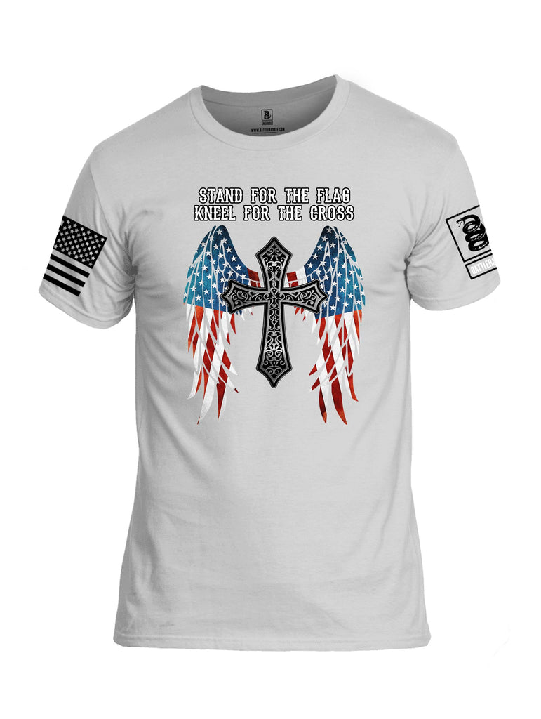 Battleraddle Stand For The Flag Kneel For The Cross Black Sleeves Men Cotton Crew Neck T-Shirt