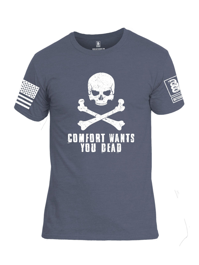 Battleraddle Comfort Wants You Dead White Sleeves Men Cotton Crew Neck T-Shirt