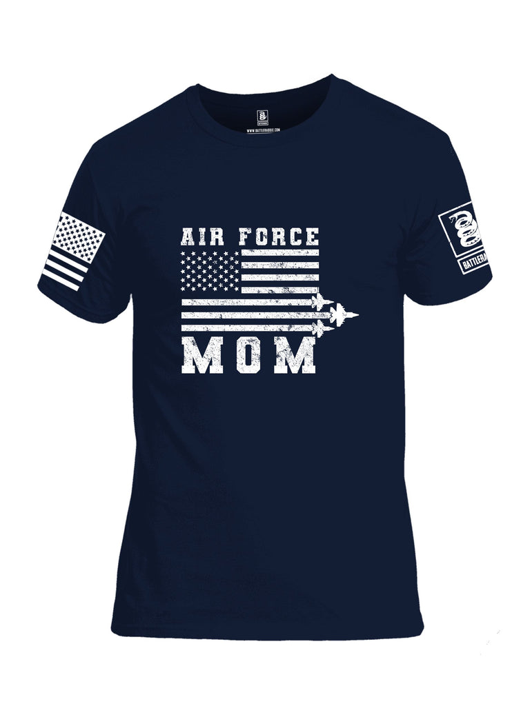 Battleraddle Air Force Mom Flag White Sleeves Men Cotton Crew Neck T-Shirt