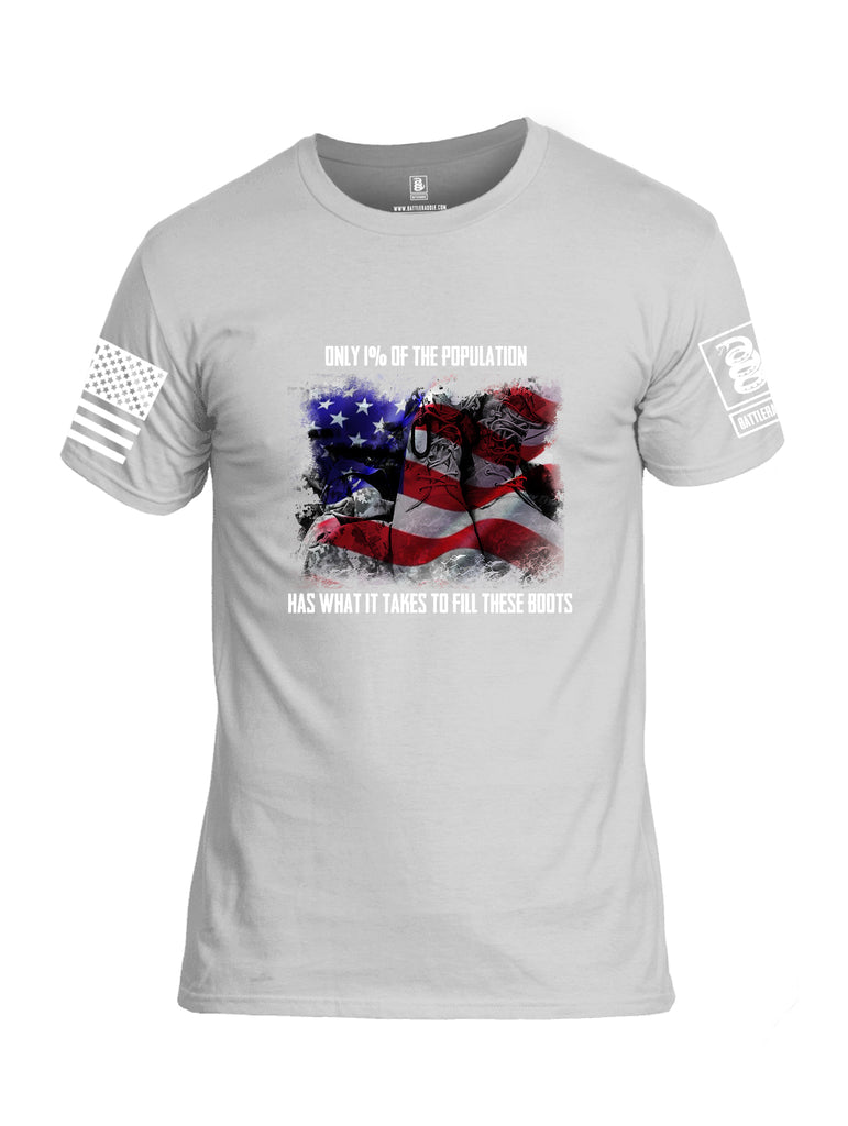 Battleraddle Only 1% Of The Population Has What It Takes To Fill These Boots If You Serve Our Nation Thank You {sleeve_color} Sleeves Men Cotton Crew Neck T-Shirt