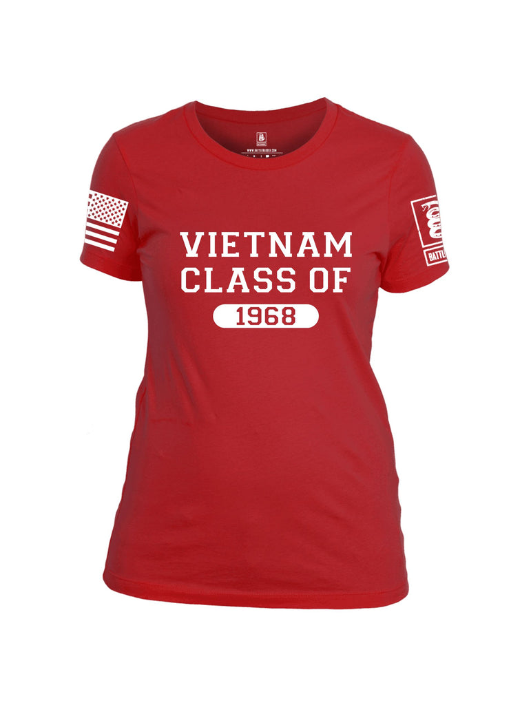 Battleraddle Vietnam Class Of 1968 White Sleeves Women Cotton Crew Neck T-Shirt