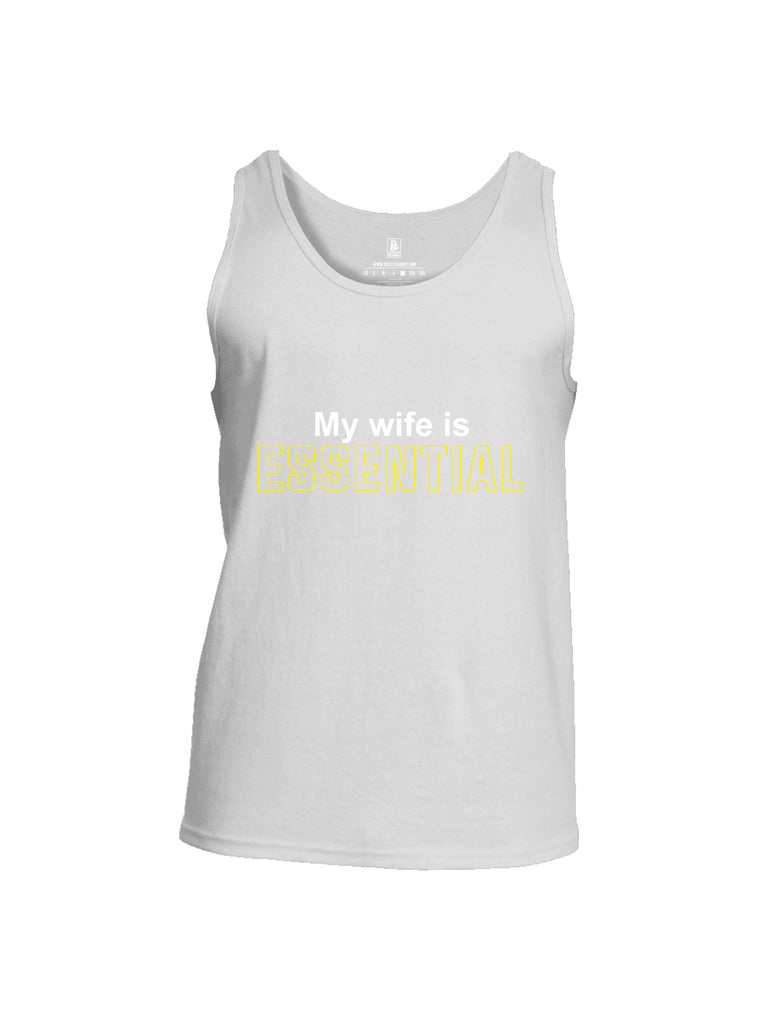 Battleraddle My Wife Is Essential {sleeve_color} Sleeves Men Cotton Cotton Tank Top