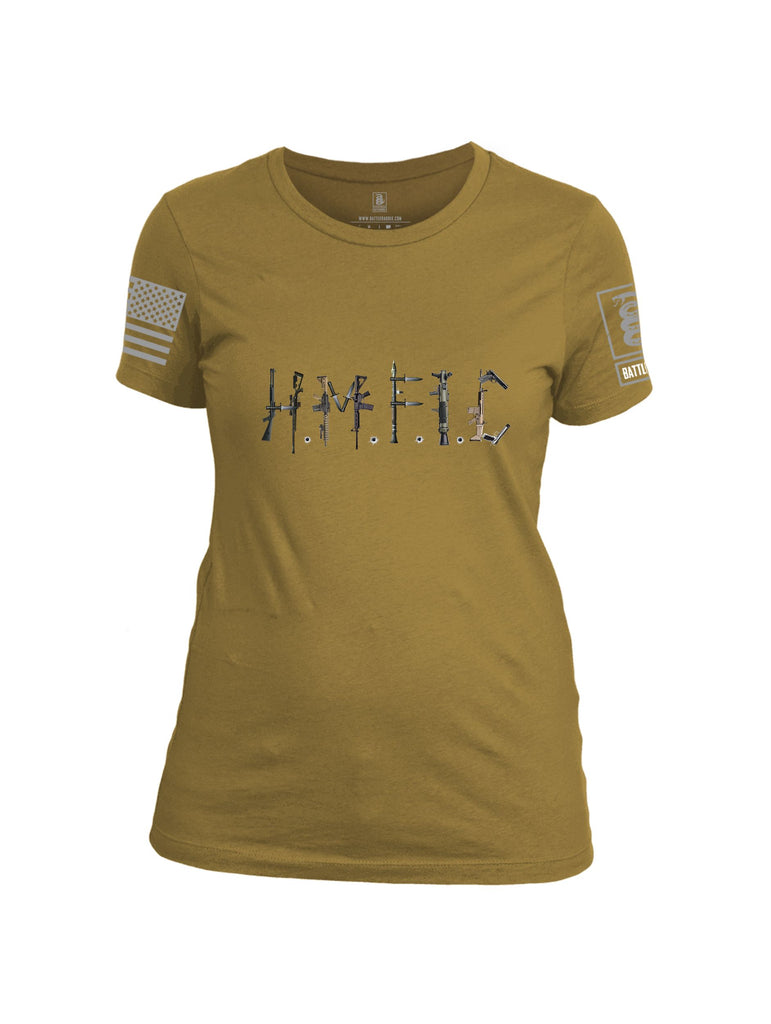 Battleraddle Hmfic Rifles Grey Sleeves Women Cotton Crew Neck T-Shirt