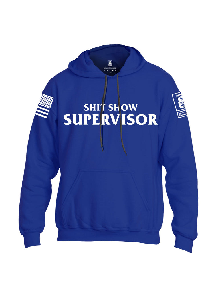 Battleraddle Shit Show Supervisor White Sleeves Uni Cotton Blended Hoodie With Pockets
