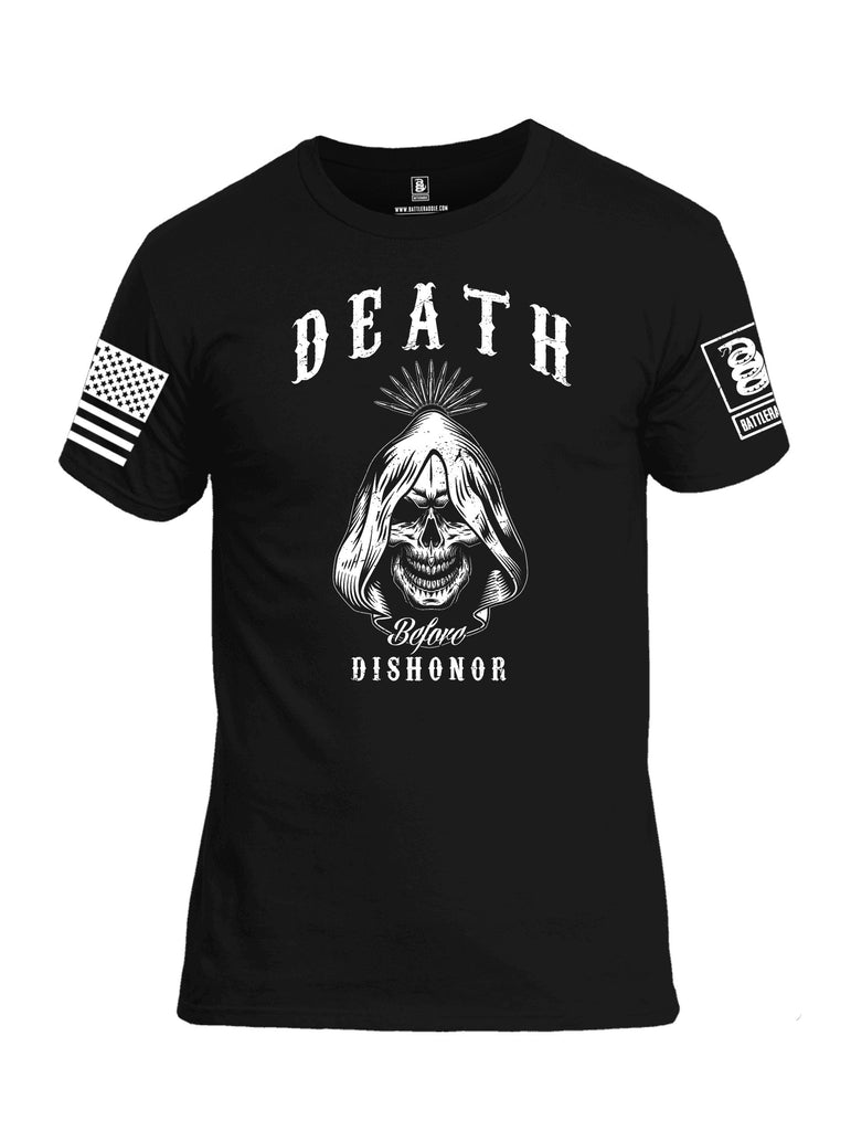 Battleraddle Death Before Dishonor White Sleeves Men Cotton Crew Neck T-Shirt