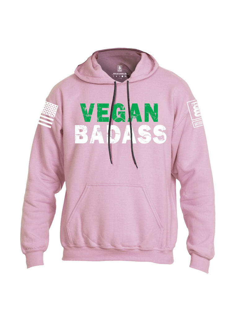 Battleraddle Vegan Badass White {sleeve_color} Sleeves Uni Cotton Blended Hoodie With Pockets