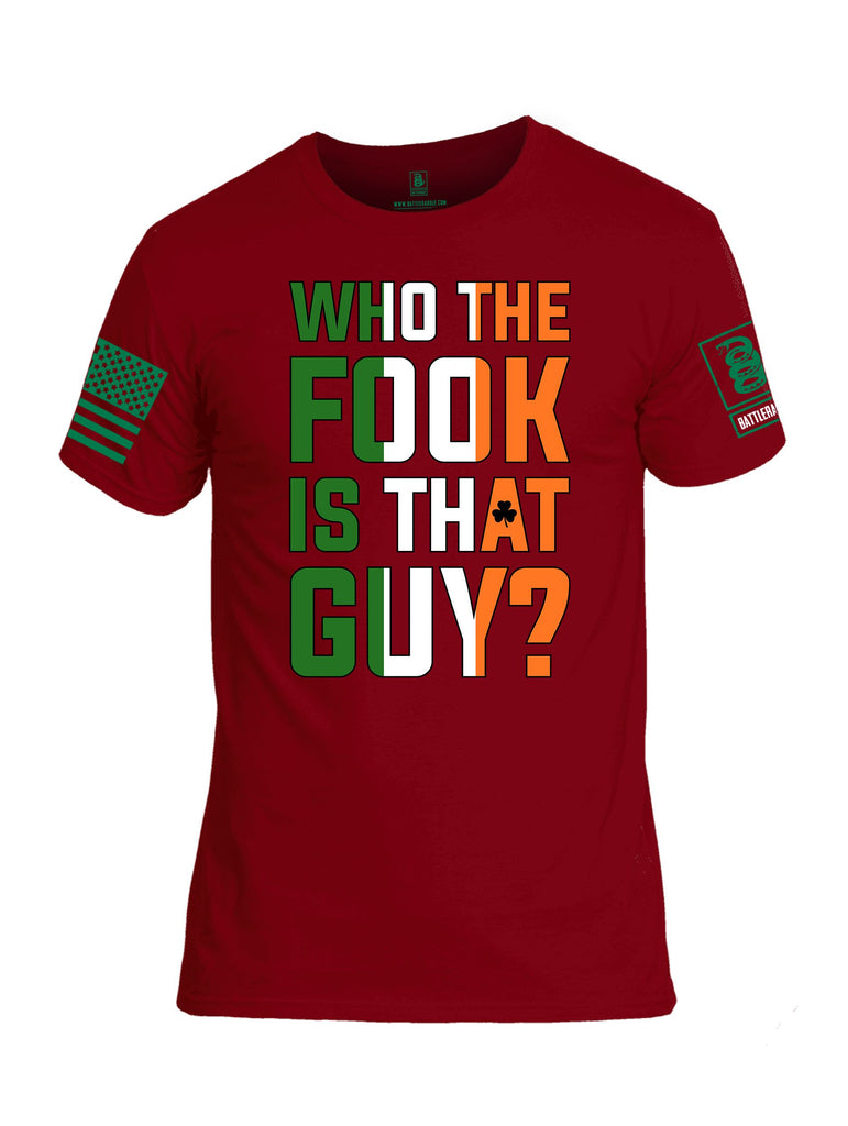 Battleraddle Who The Fuck Is That Guy Pearl Green Sleeves Men Cotton Crew Neck T-Shirt