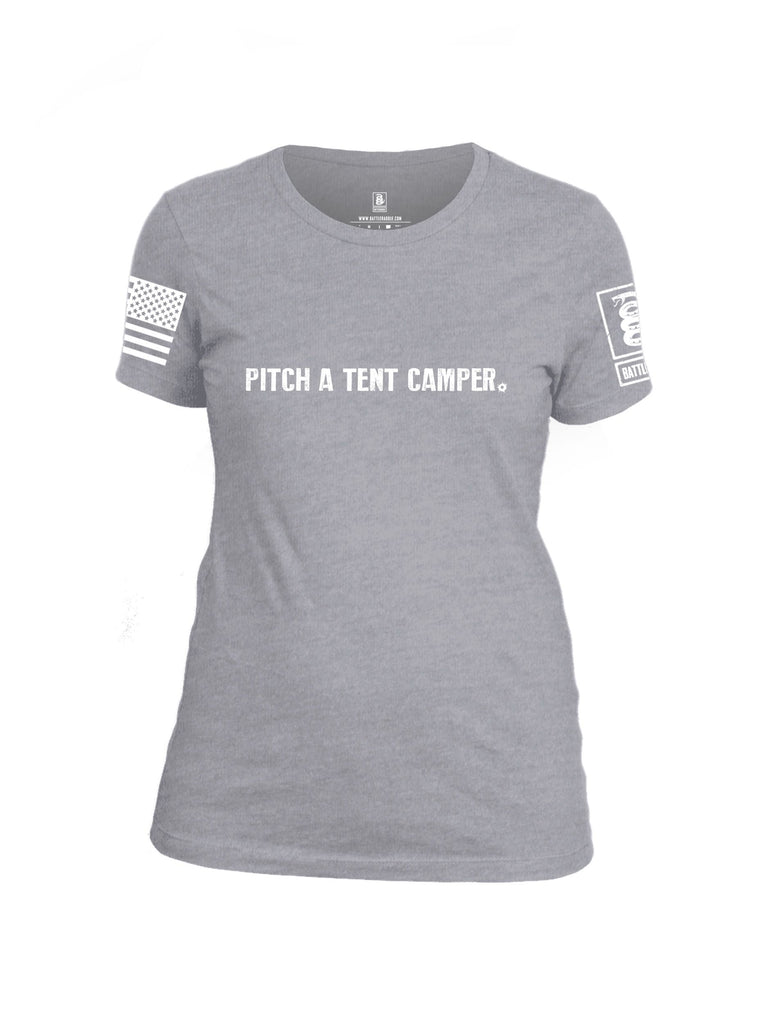 Battleraddle Pitch A Tent Camper White Sleeves Women Cotton Crew Neck T-Shirt