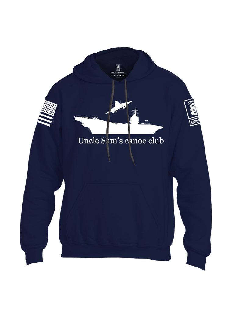 Battleraddle Uncle Sams Canoe Club White Sleeves Uni Cotton Blended Hoodie With Pockets