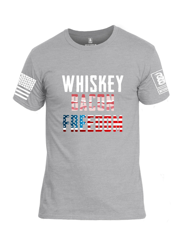 Battleraddle Whiskey Bacon Freedom White Sleeves Men Cotton Crew Neck T-Shirt