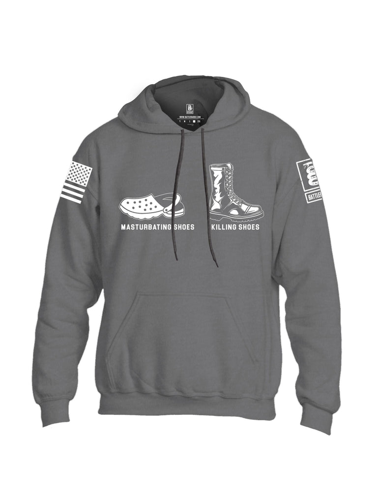 Battleraddle Masturbate Shoes Killing Shoes  White Sleeves Uni Cotton Blended Hoodie With Pockets