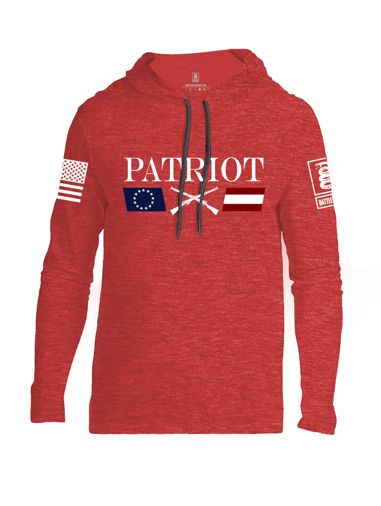 Battleraddle Patriot Rifle Flag White {sleeve_color} Sleeves Men Cotton Thin Cotton Lightweight Hoodie