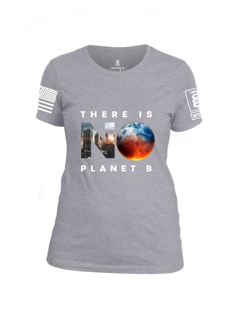 Battleraddle There Is No Planet B White Sleeves Women Cotton Crew Neck T-Shirt