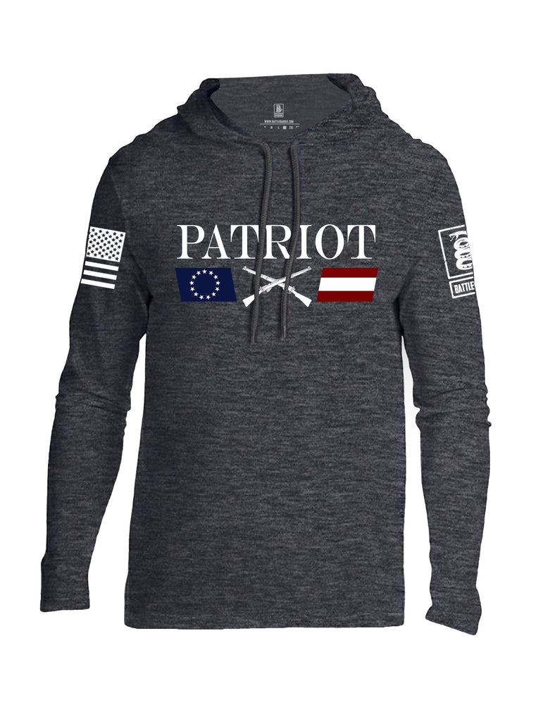 Battleraddle Patriot Rifle Flag White {sleeve_color} Sleeves Men Cotton Thin Cotton Lightweight Hoodie