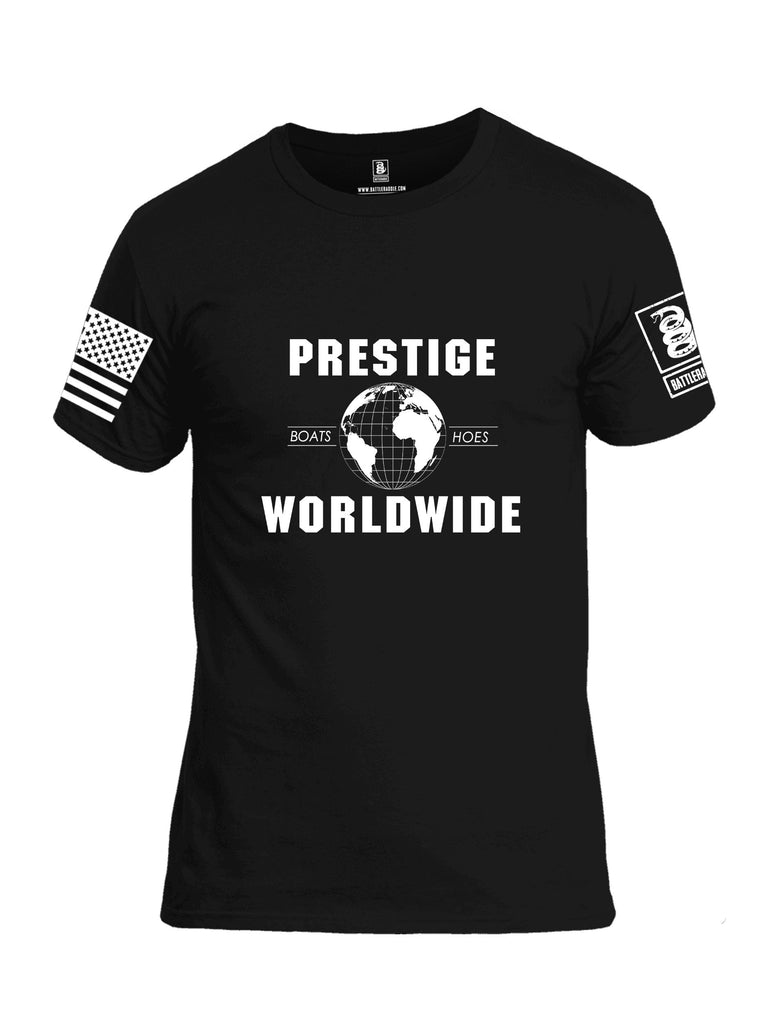 Battleraddle Prestige Worldwide Boats Hoes  White Sleeves Men Cotton Crew Neck T-Shirt