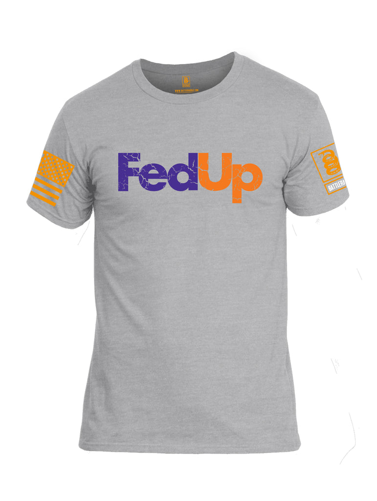 Battleraddle Fed Up Orange {sleeve_color} Sleeves Men Cotton Crew Neck T-Shirt