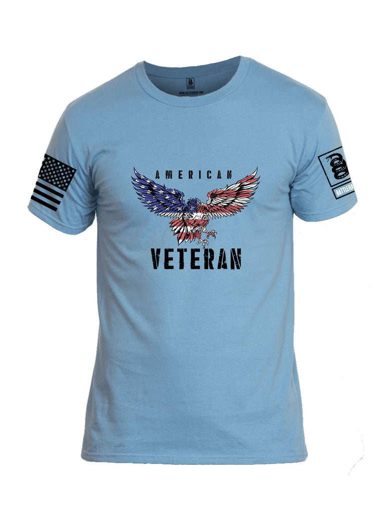 Battleraddle American Veteran Eagle Black Sleeves Men Cotton Crew Neck T-Shirt