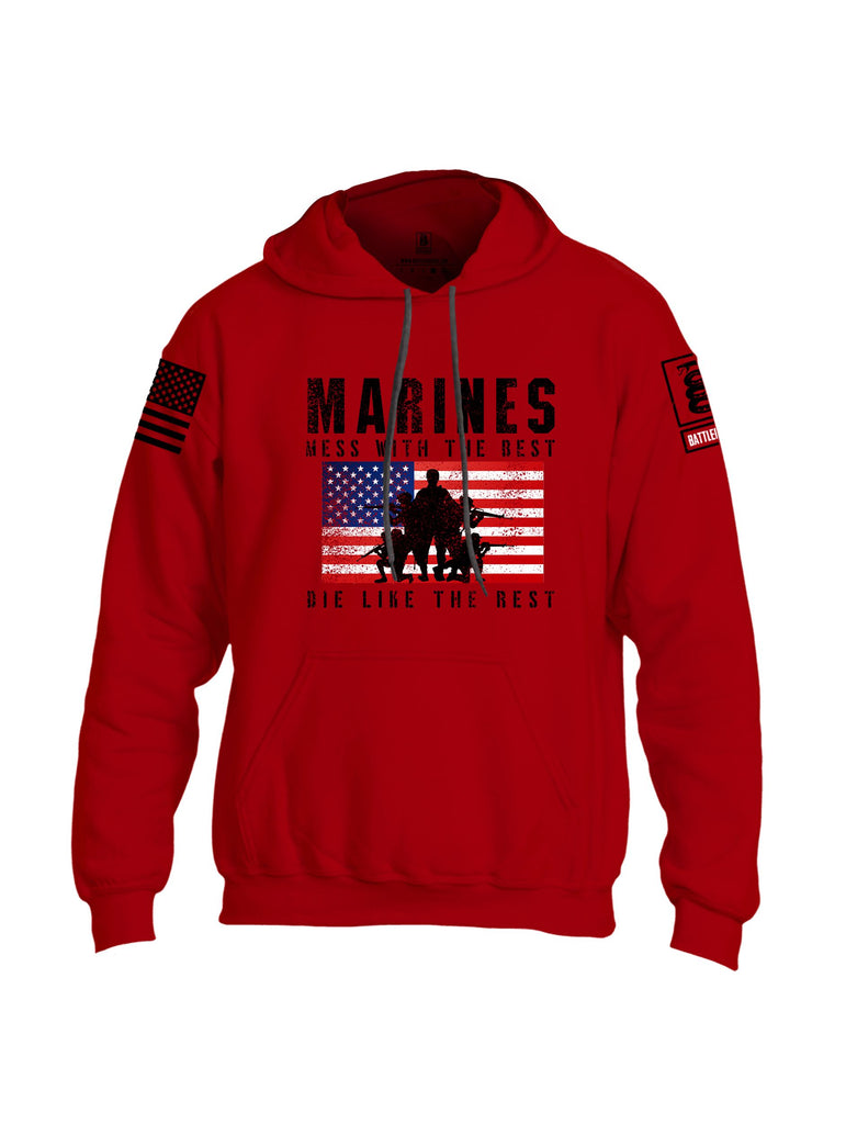 Battleraddle Us Marines Mess With The Best Die Like The Rest Black Sleeves Uni Cotton Blended Hoodie With Pockets