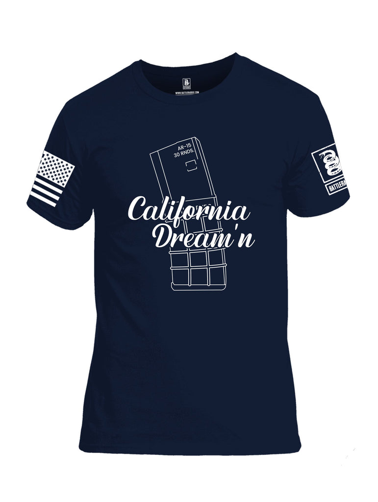 Battleraddle California Dreaming White Sleeves Men Cotton Crew Neck T-Shirt