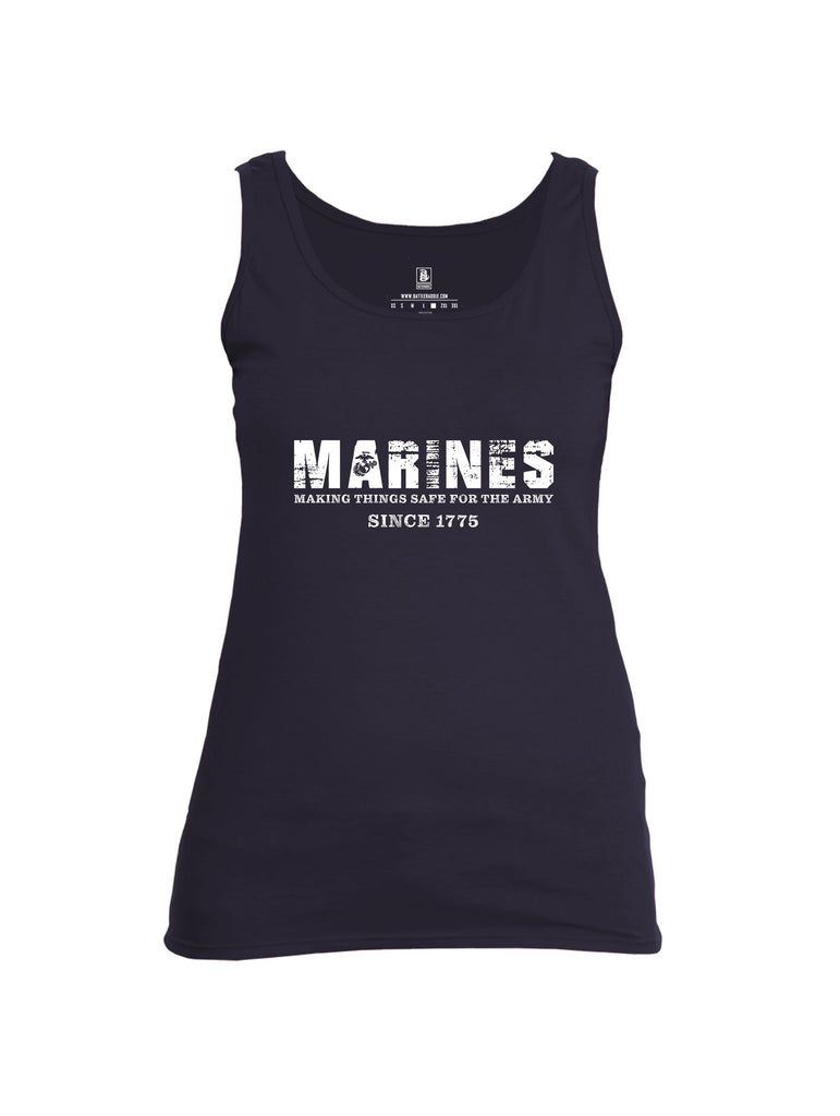 Battleraddle Marines Making Things Safe For The Army Since 1775 White Sleeves Women Cotton Cotton Tank Top