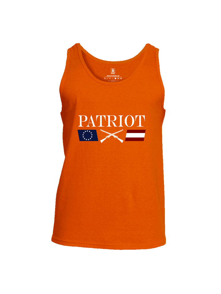 Battleraddle Patriot Rifle Flag White {sleeve_color} Sleeves Men Cotton Cotton Tank Top