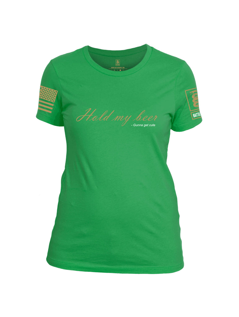 Battleraddle Hold My Beer Gunna Get Cute {sleeve_color} Sleeves Women Cotton Crew Neck T-Shirt