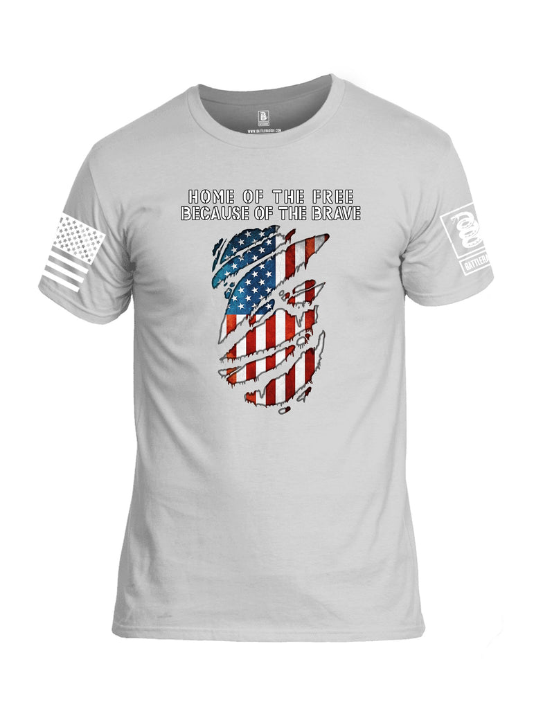 Battleraddle Home Of The Free Because Of The Brave White Sleeves Men Cotton Crew Neck T-Shirt