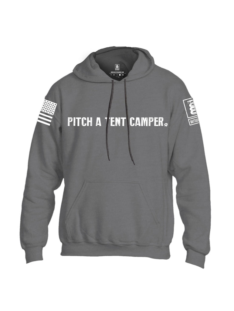 Battleraddle Pitch A Tent Camper White Sleeves Uni Cotton Blended Hoodie With Pockets