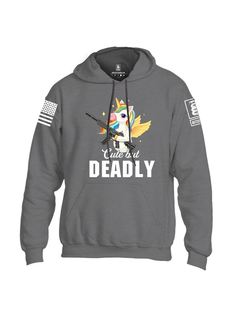 Battleraddle Cute But Deadly White Sleeves Uni Cotton Blended Hoodie With Pockets