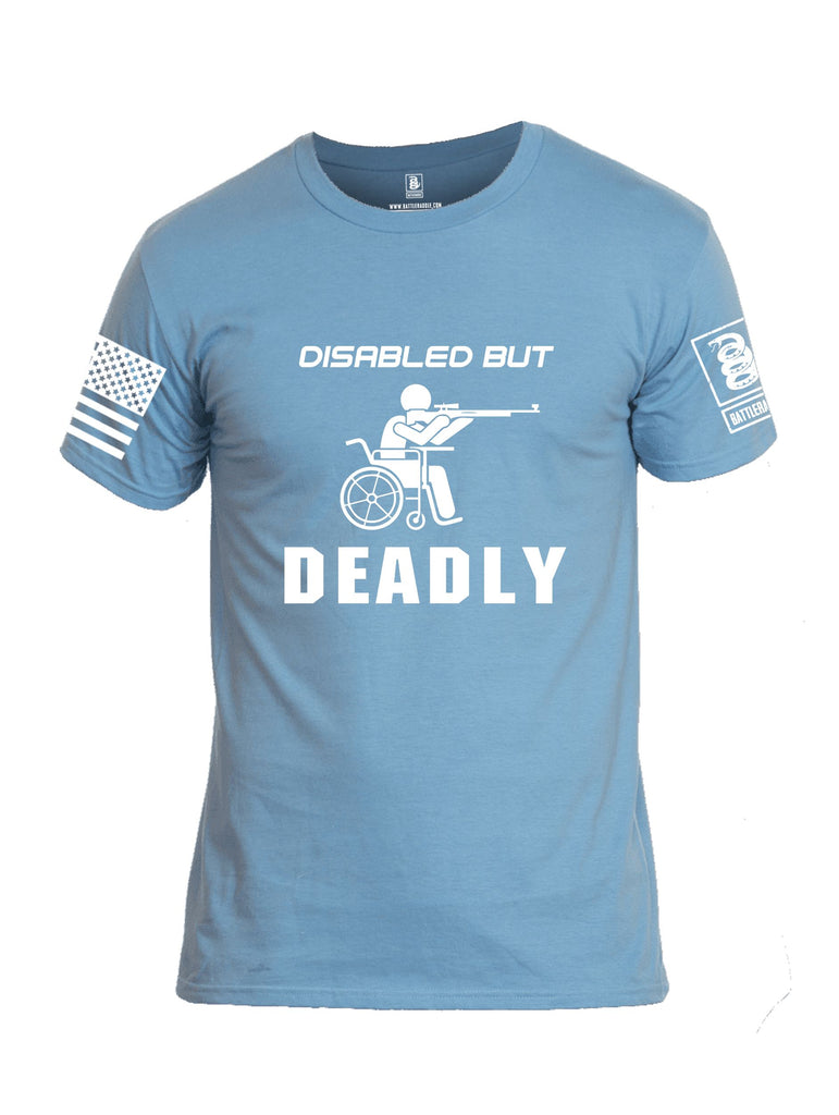 Battleraddle Disabled But Deadly White Sleeves Men Cotton Crew Neck T-Shirt