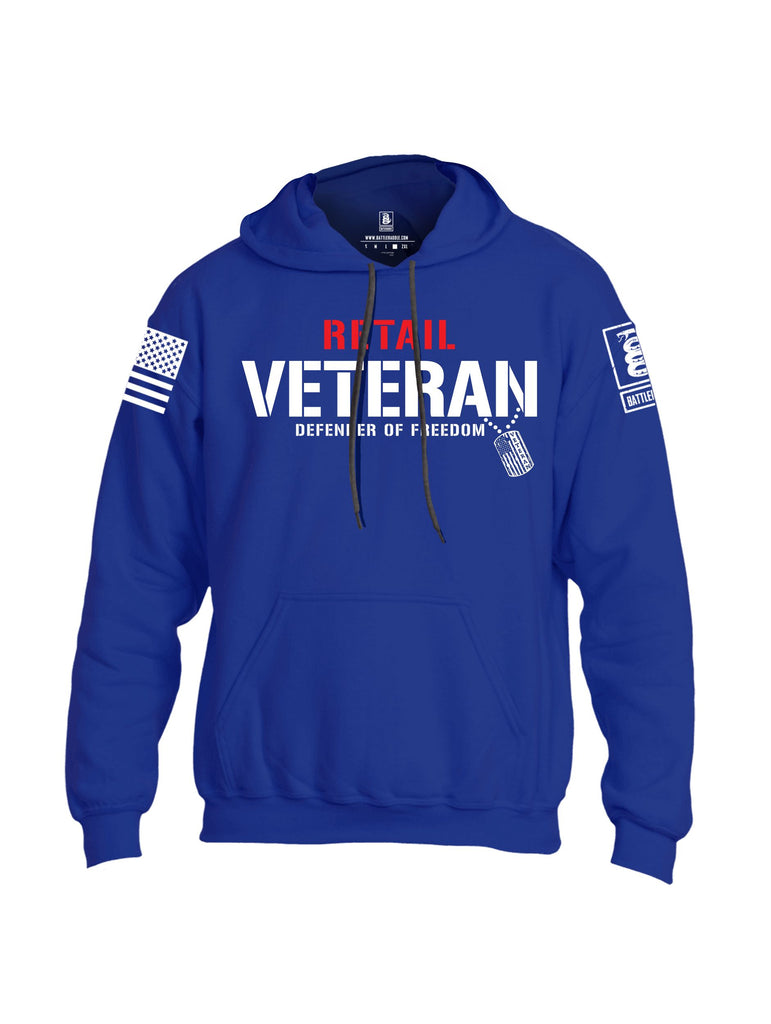 Battleraddle Retail Veteran Defender Of Freedom White Sleeves Uni Cotton Blended Hoodie With Pockets